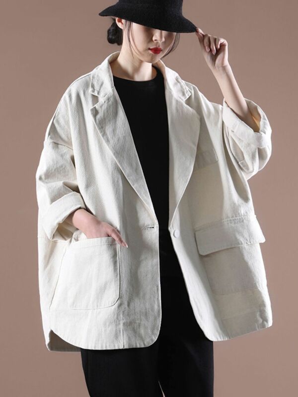 V넥 루즈핏 캐주얼 재킷, 오버사이즈 세트 코트, 용수철 가을 신상