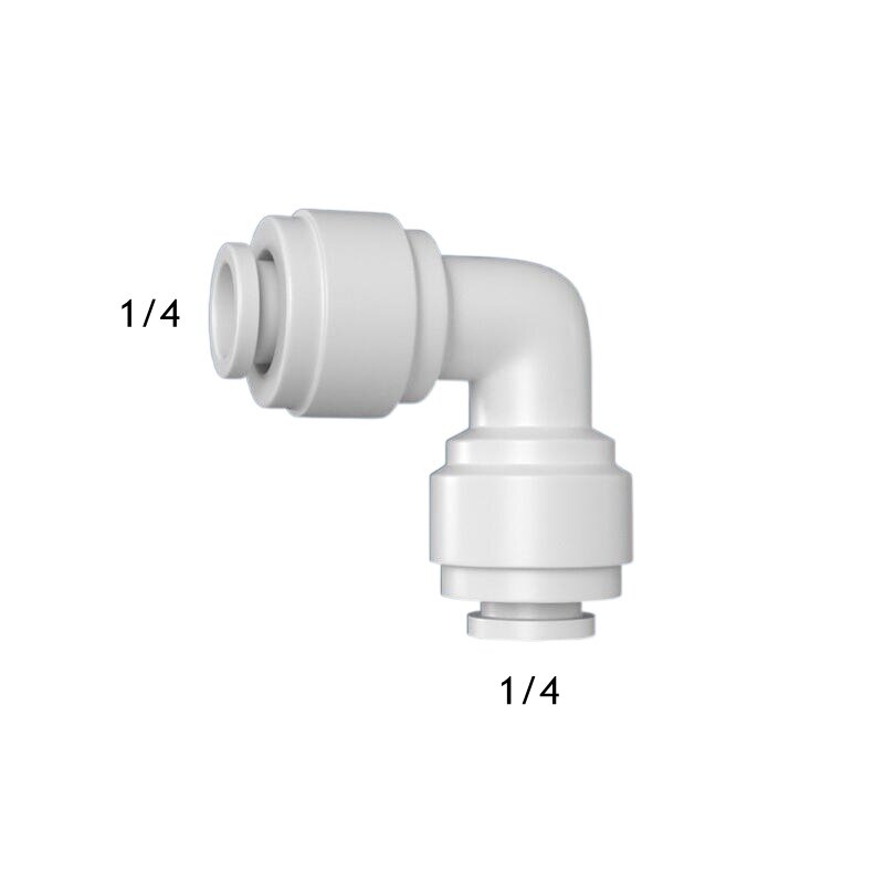 Connecteur de tuyau POM à coude droit pour filtre à eau, pièces d'osmose inverse, raccord rapide RO 1/4 "-1/4"