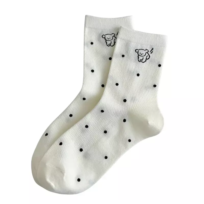 Calcetines de malla transpirable para mujer, conjunto de calcetines de dibujos animados, perros, blancos, cómodos y finos, para primavera y verano, 4 pares