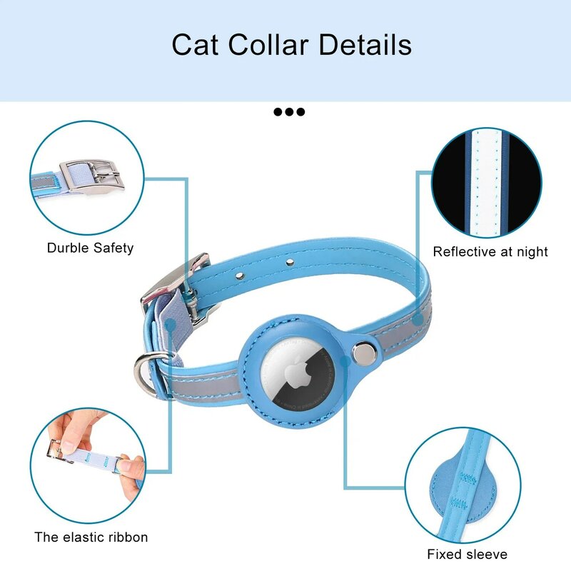 Airtag casing untuk kerah kucing dengan casing pelindung untuk pelacak lokasi antihilang, aksesori kucing kalung reflektif untuk kucing anjing
