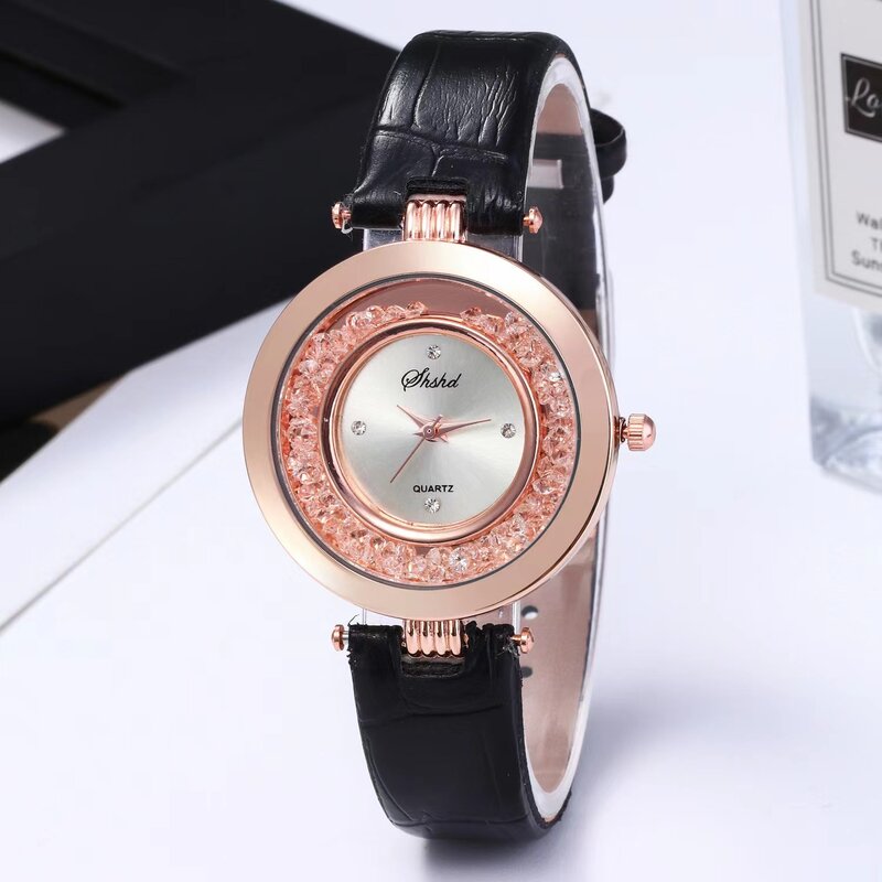 Wokai alta qualidade moda casual senhoras grande dial pequena cinta de couro relógio de quartzo estilo simples estudante relógio feminino