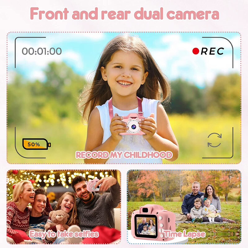 Kinderen Camera Selfie 1080P Hd Scherm Dual Camera Voor Kinderen Outdoor Speelgoed Verjaardagscadeaus Camara Fotos Infantil Juguetes Niñas