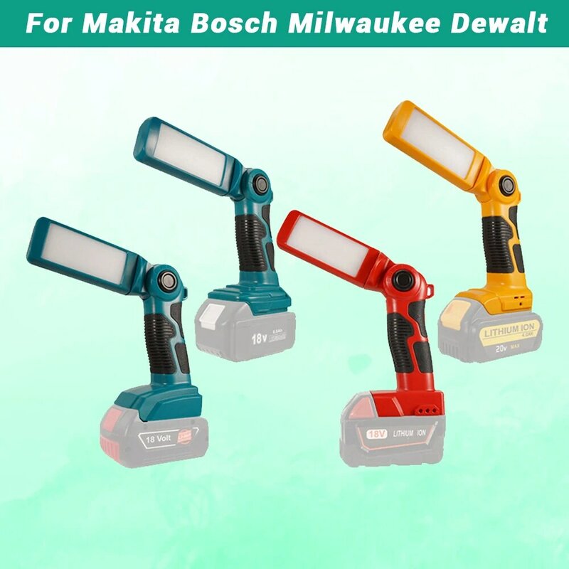 12W Tool Light For DEWALT For Makita For Bosch For Milwaukee 18V Lithium Ion Battery Flashlight Indoor Outdoor LED Working Lamp