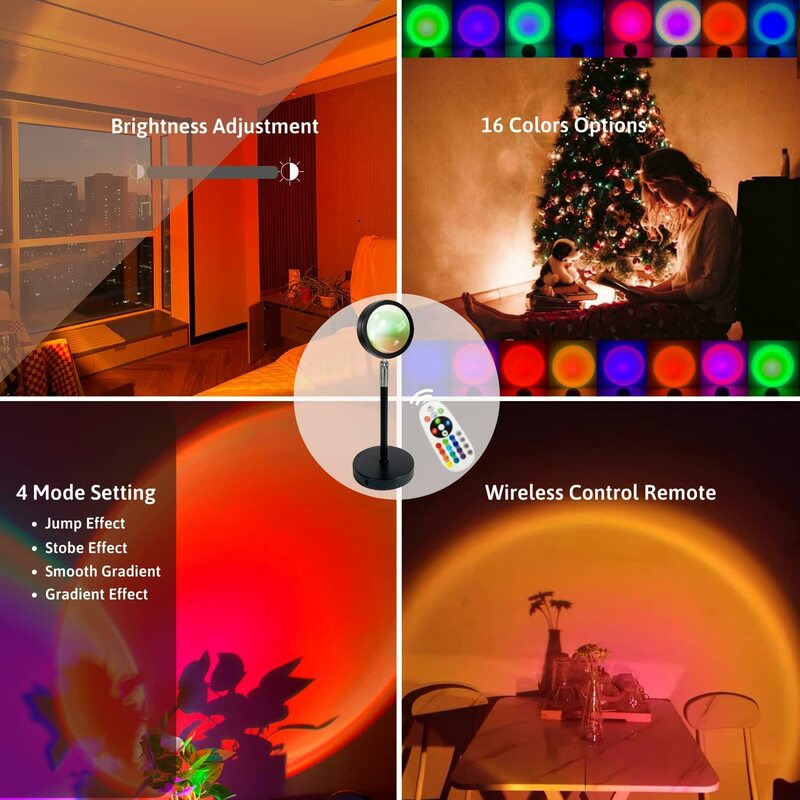 Lámpara de proyector de puesta de sol inteligente con Bluetooth, Control por aplicación, luz nocturna, proyección de atmósfera para el hogar, dormitorio, decoración de pared de fondo