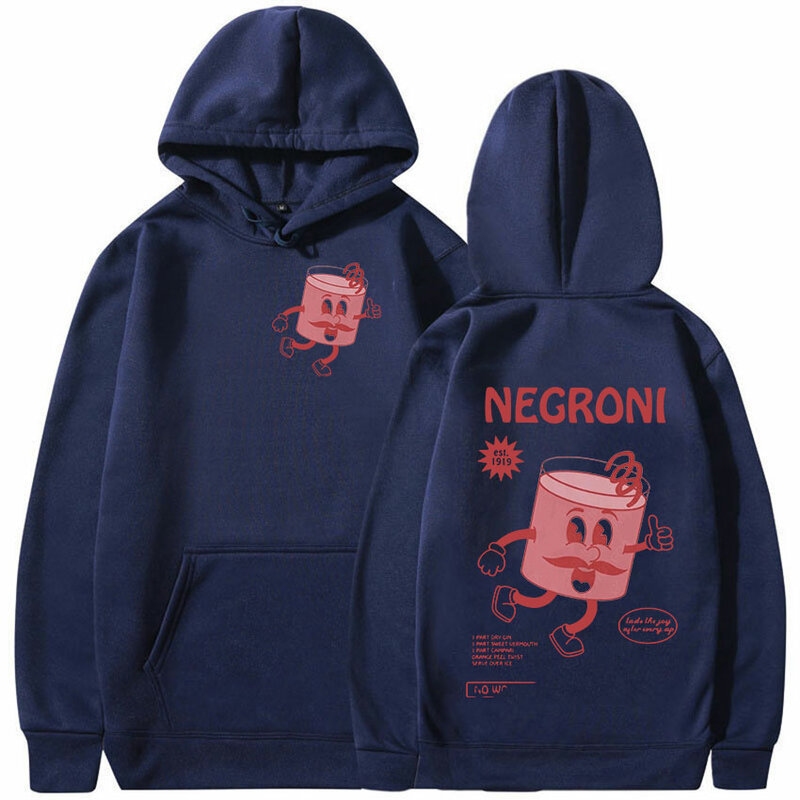 Negroni-Hoodie de grandes dimensões estampado para homens e mulheres, pulôveres kawaii, moletons casuais de alta qualidade, moda, lata