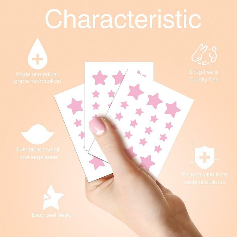Acnes Dots Pimple Patches para cobertura, Round and Star Shaped Spot Cover, Daytime Hydrocolloid Acnes, 126pcs