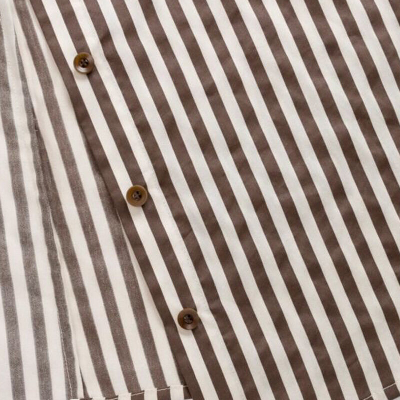 Camisa holgada de estilo coreano para mujer, camisa informal con solapas a rayas y botones, sin mangas, con pliegues, novedad de verano, 2024
