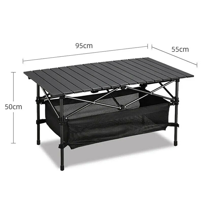 Paduan aluminium meja lipat luar ruangan, dengan saku jaring logam piknik berkemah nyaman dibawa tahan karat