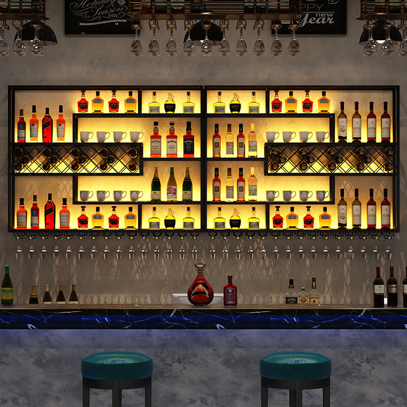Kabinet Bar tampilan klub penyimpanan wiski kabinet anggur komersial industri furnitur minuman keras Botellero Vino