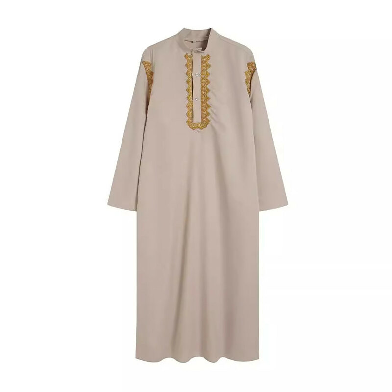 Moslim Islamitische Kleding Mannen Jubba Thobe Print Rits Kimono Lange Gewaad Saudi Musulman Dragen Abaya Caftan Islam Dubai Arab Dressing