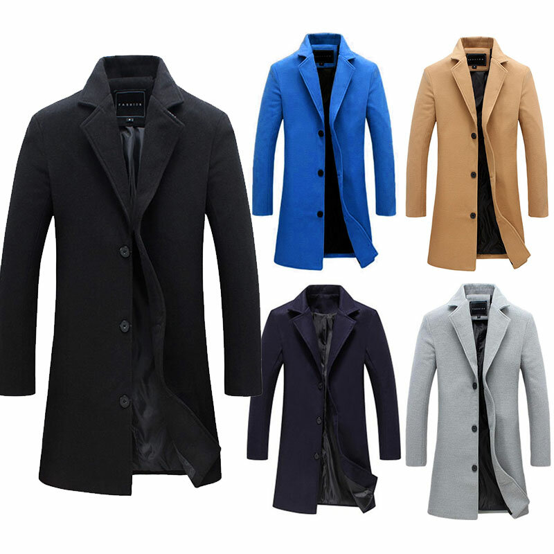 Chaquetas de moda para hombre, abrigos largos ajustados a prueba de viento, prendas de vestir de negocios, talla grande 5XL, color negro, gran oferta