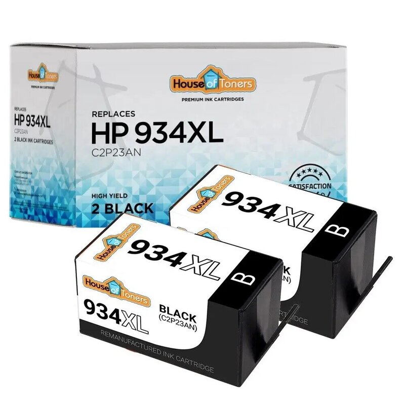 Cartuchos de tinta para impresora HP Officejet, recambio de tinta disponible en color negro, # 934XL, C2P23AN, 6812, 6815, paquete de 2 unidades