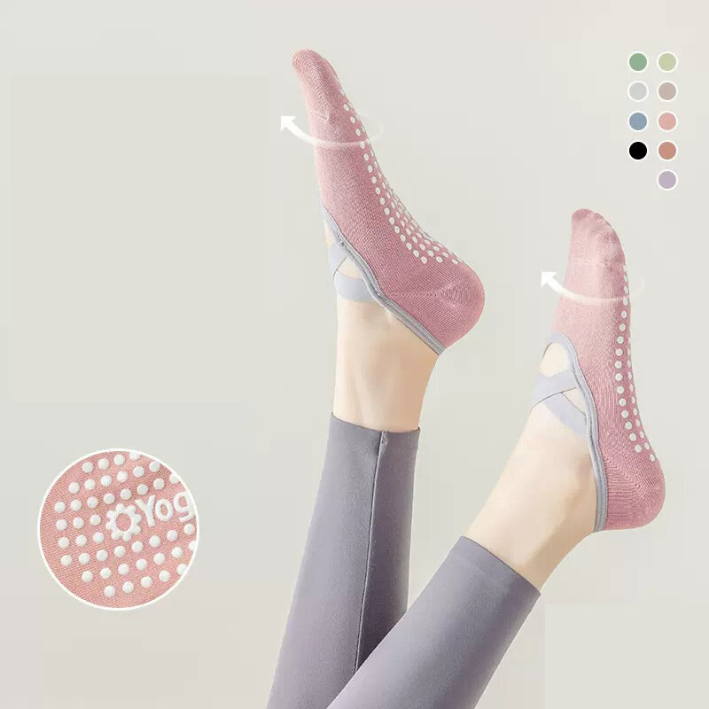 Calcetines de algodón antideslizantes para mujer, medias deportivas profesionales de silicona para interiores, Fitness, baile, Pilates, principiantes, 2023