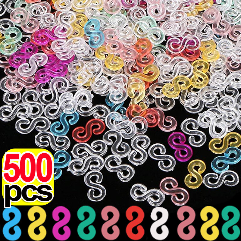 500/100 buah S klip karet gelang kunci kait untuk pesona tenun Gummies gelang elastis fefills Diy perhiasan Membuat perlengkapan aksesoris