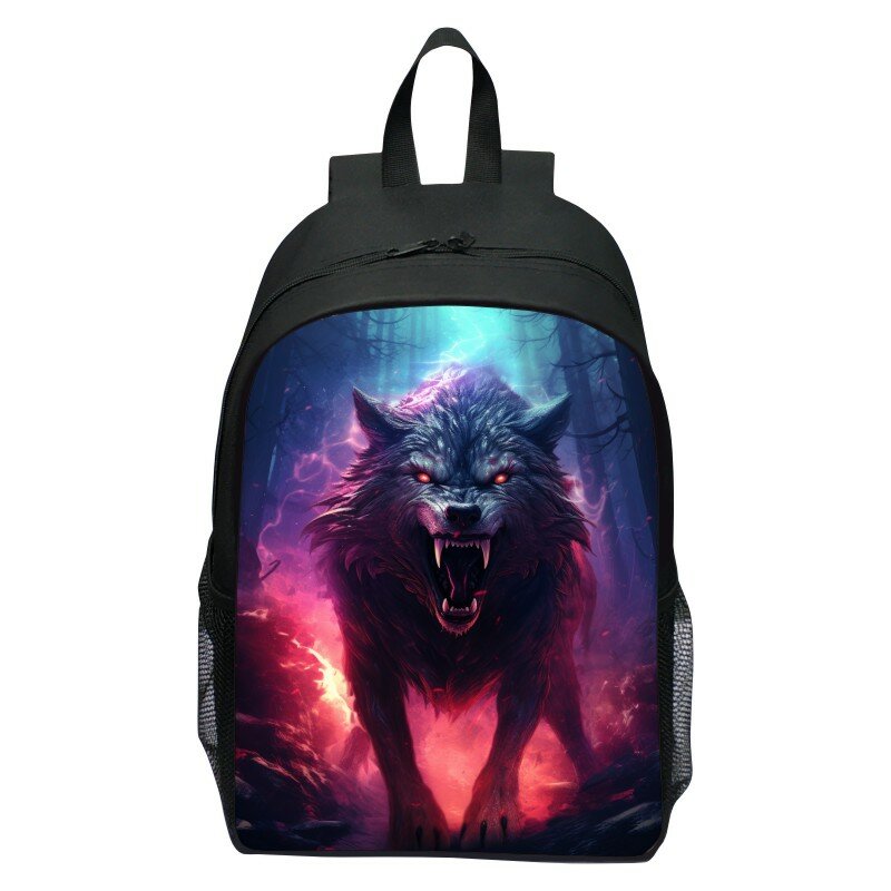 Ferocious Wolf tas punggung anak laki-laki, tas sekolah motif Spider King kapasitas besar tas bepergian remaja