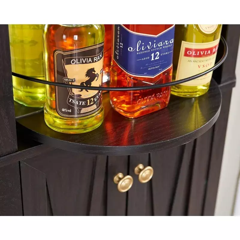 Versátil Canto Bar Armário com armazenamento do vinho, altura ajustável prateleira, 6-Bottle Wine Rack, Stemware Rack, 68,5"