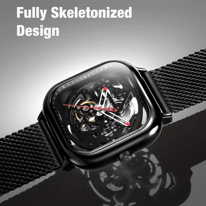 CIGA Design Automatic Watches for Men Women Anti-seismic Full Hollow Skeleton Mechanical Watches 316L Stainless Steel Wristwatch