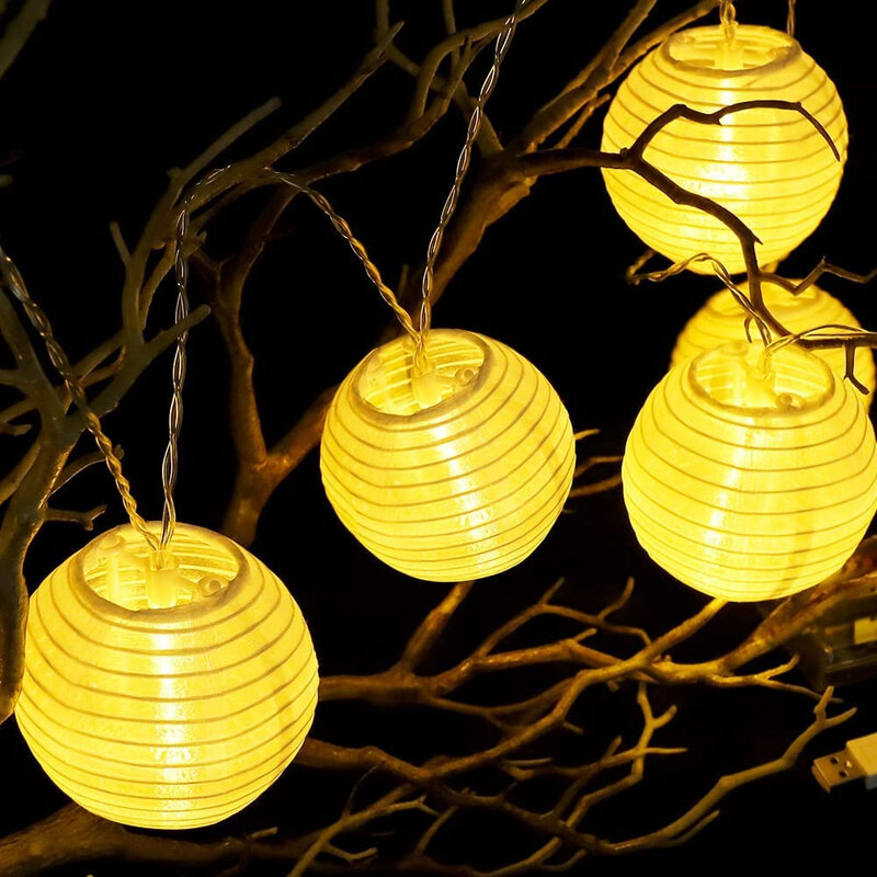 Solar Lantern String Lights Outdoor Garland Fairy Lights Solar Waterproof Lantern Lamp for Holiday Patio Party Garden Decoration