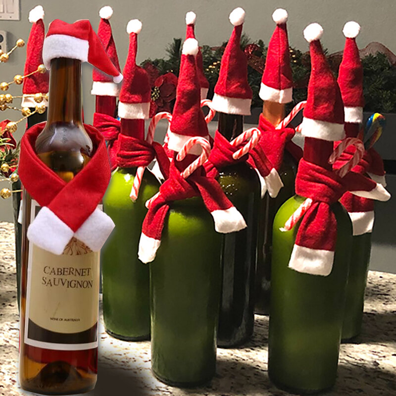 Topi botol anggur penutup syal anak-anak mainan DIY perlengkapan pesta Natal rumah Festival peralatan makan dapur topi Kawaii