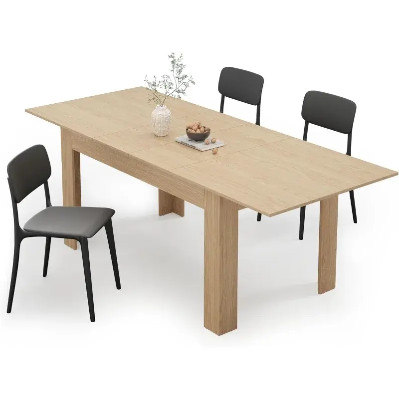 Mesa de jantar extensível para 6-10 pessoas, mesa de jantar de madeira, mesa moderna para reuniões, reuniões e cozinhas