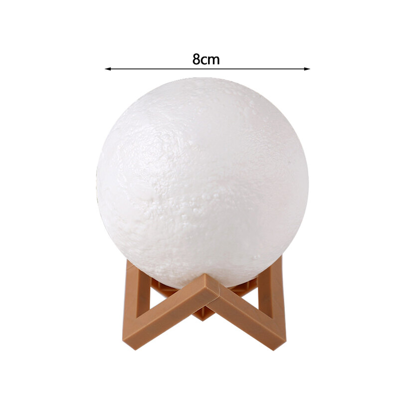 8cm Moon Lamp 3D Battery Powered with Stand Starry Lamp LED Night Light Bedroom Decor Night Lights Kids Gift Moon Lamp
