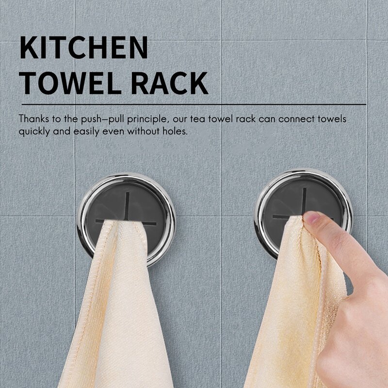 Self-Adhesive Towel Holder Hooks Round Wall Mount For Bathroom Kitchen Home