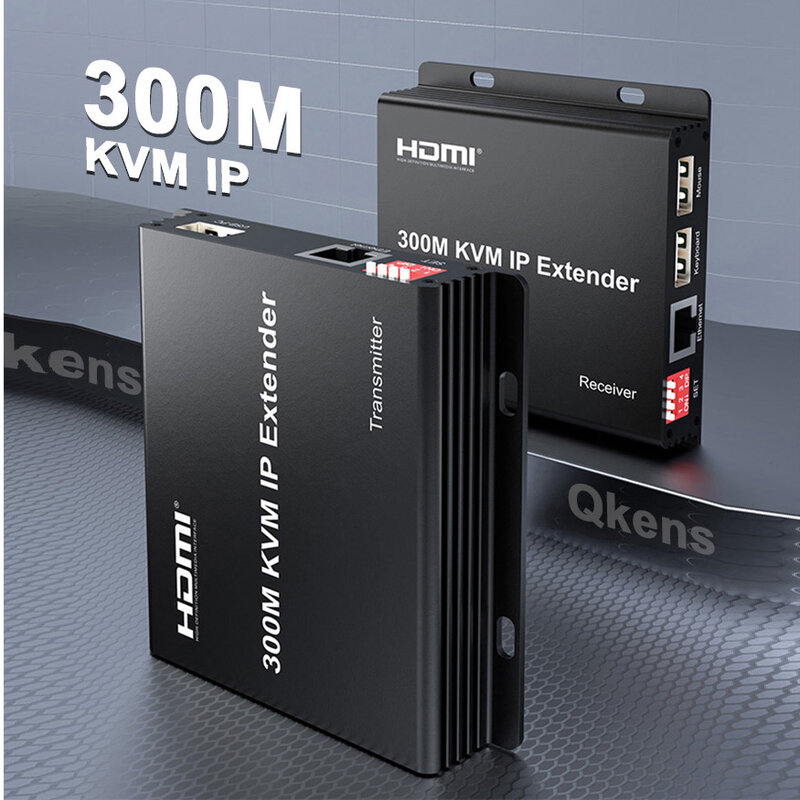 Extensor Ethernet KVM HDMI, Switch de Rede de Suporte, Teclado Rato USB, RJ45, Cat5e, Cat6, 1080P, 984FT, 300m