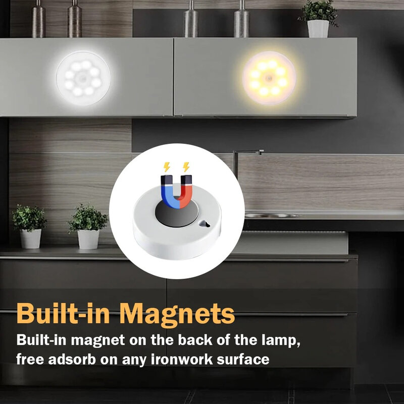Luz LED nocturna con Sensor de movimiento para niños, lámpara de noche recargable por USB de 5 piezas para decoración de pared, dormitorio, cocina y armario