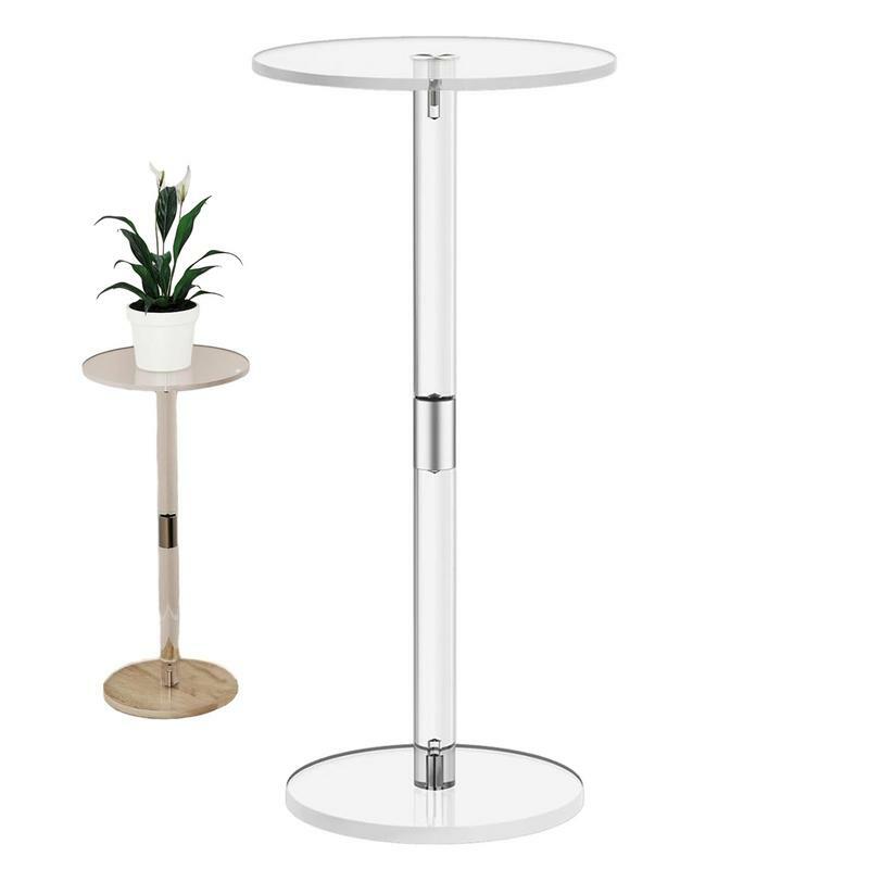 Meja minuman akrilik, Meja bulat kecil bening untuk minuman Modern ruang tamu meja samping untuk minuman ringan ponsel minuman kopi