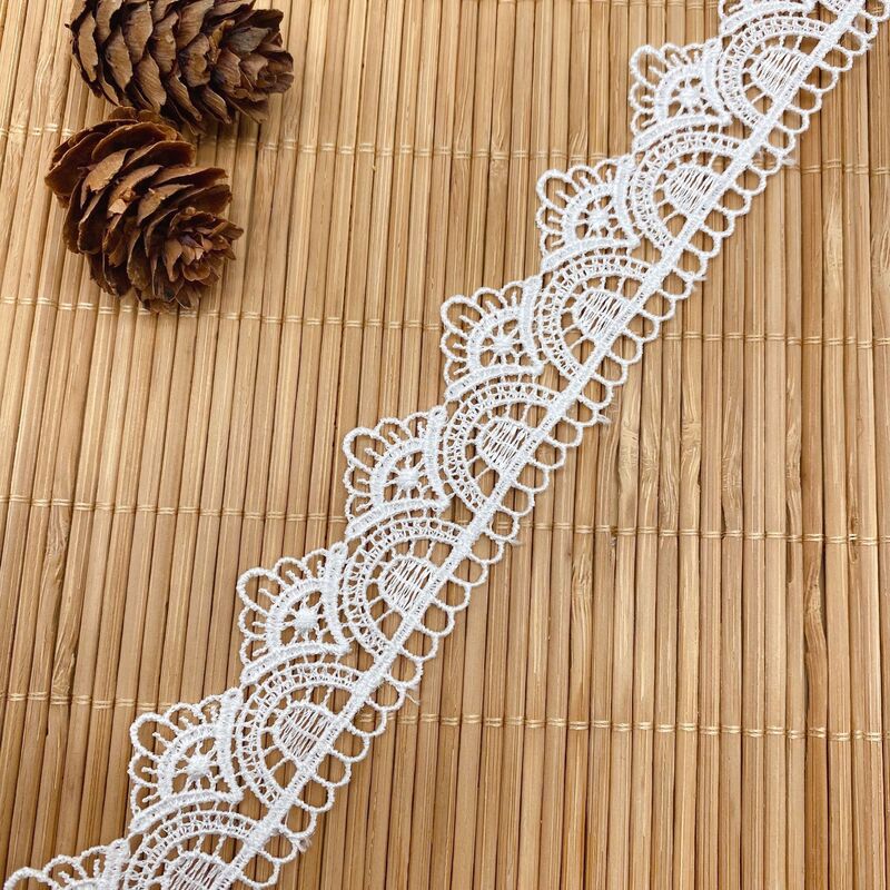 1Yards Embroidery Lace Fabric 2cm 2.5cm Cotton Lace Ribbon Sewing Trim White Lace Fabric For Wedding Dresses tissu dentelle FR3