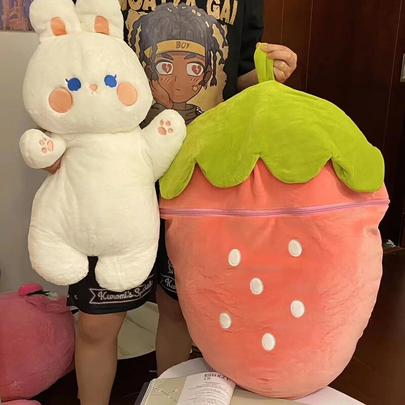 Kawaii Strawberry Rabbit Carrot Pig PlushToys Stuffed Cute Animal Plushie Pillow Radish Cushion Lovely Doll Xmas Birthday Gifts