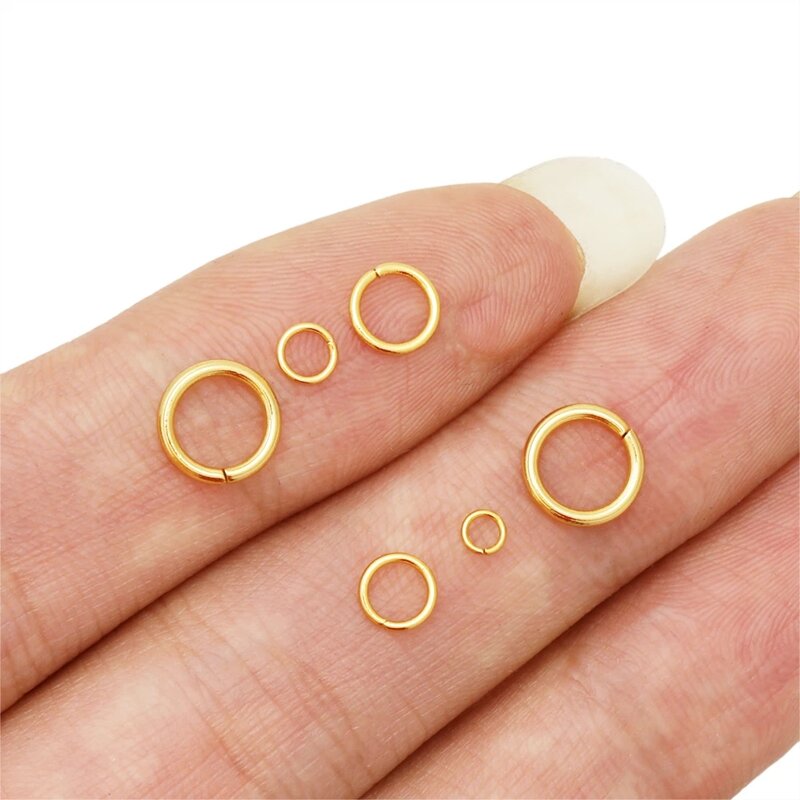 Aço inoxidável Open Split Ring Connectors, anéis de salto de ouro, jóias DIY fazendo suprimentos, itens por atacado, 4mm, 5mm, 6mm, 7mm, 8mm