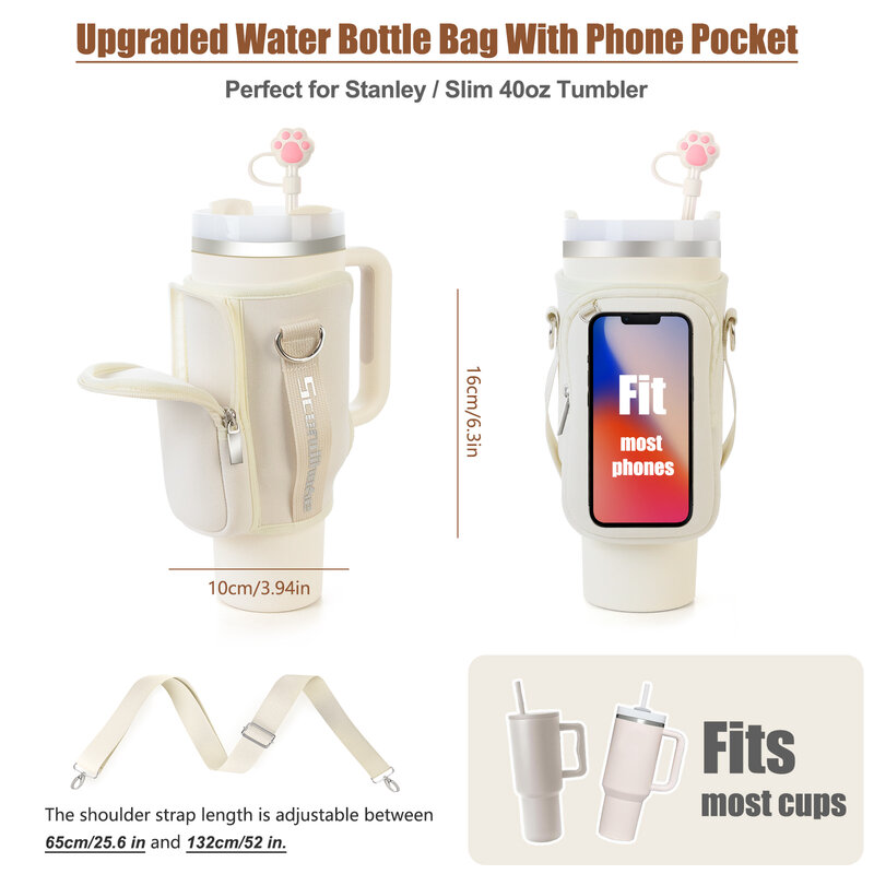 Small Crossbody Bag Water Bottle Holder Outdoor Travel Camping Hiking Mobile Phone Storage Bags With Strap For Stanley Cup
