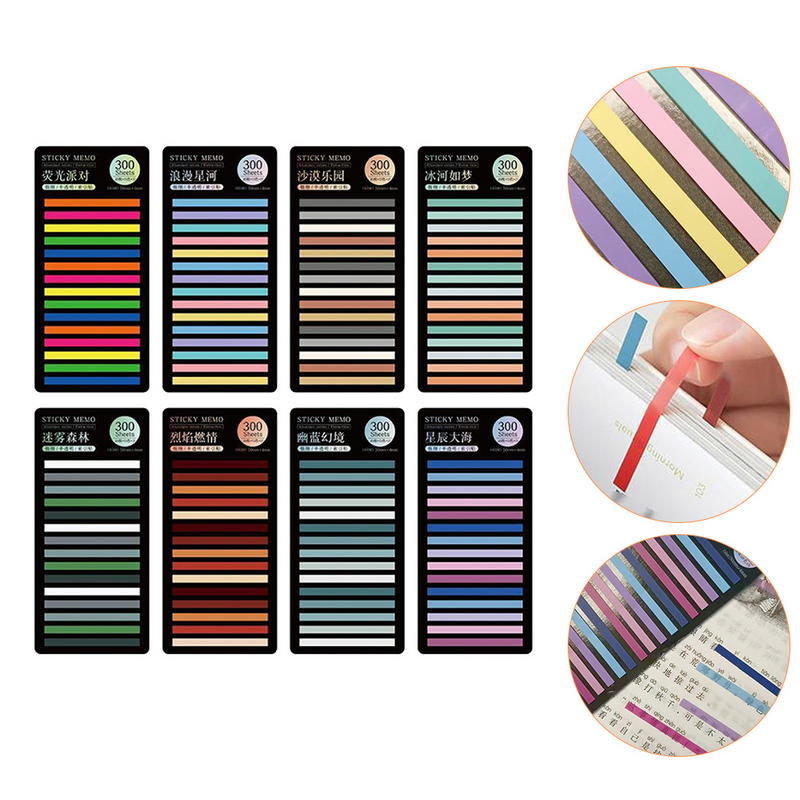 Marcadores de livros coloridos Sticky Tabs, Leitura Strip Bookmarks, Marcadores para estudantes internos, Leitura do escritório