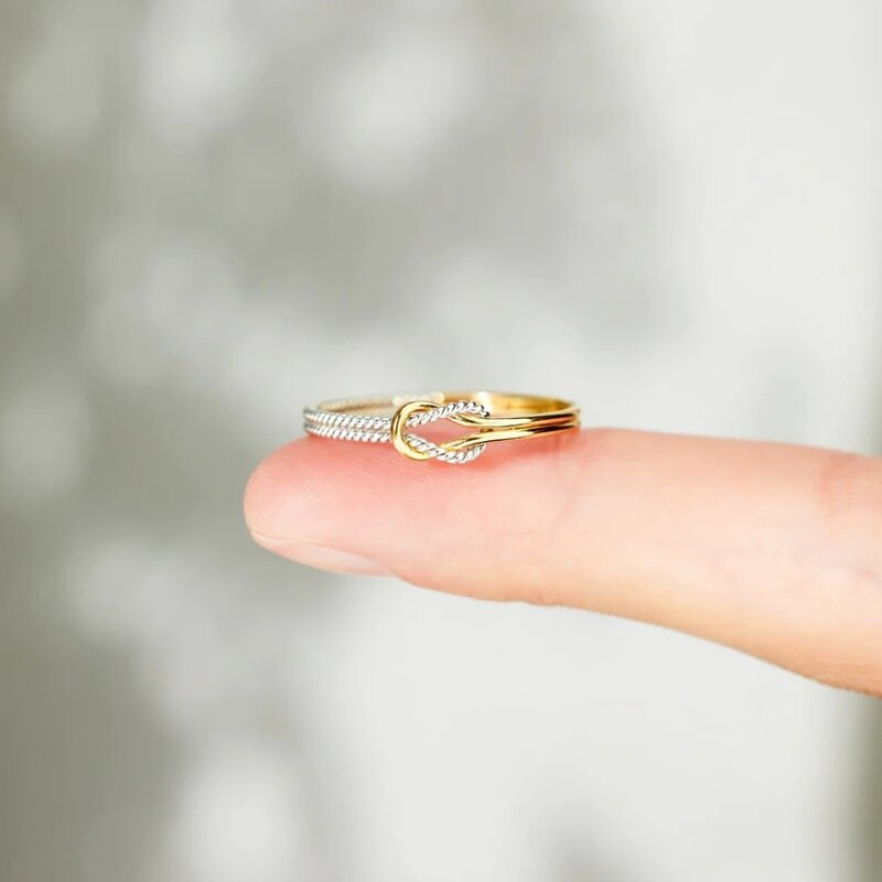 Monkton 100% S925 srebrny pierścionek z węzłem dla kobiet dziewczęcy delikatna cyrkonia pierścienie do układania na biżuteria na urodziny prezent Mather