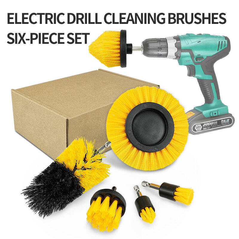 3/4/5/6Pcs Electric Scrubber Brush Drill Brush Kit Power Drills Scrubber Brush For Carpet Glass Car Tires Nylon Brush