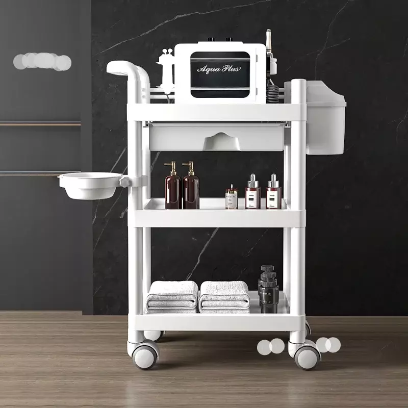 Beauty Salon Special Trolley Three-layer Tool Trolley Skin Management Beauty Cart Mobile Plastic Instrument Hand Push Tools Cart