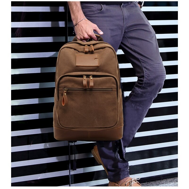 Fashion Canvas Men Backpack Large Capacity Travel Bag Casual Student Schoolbag Male Computer Laptop Bagg