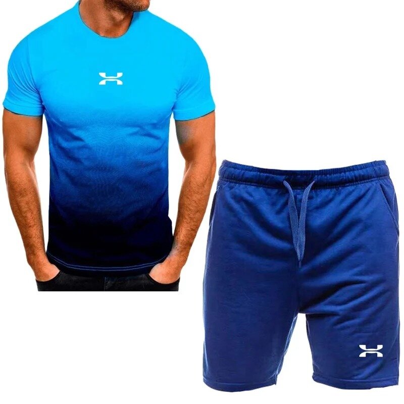 Conjunto de camisa y pantalones cortos deportivos para hombre, Ideal para deportes casuales, 2 piezas