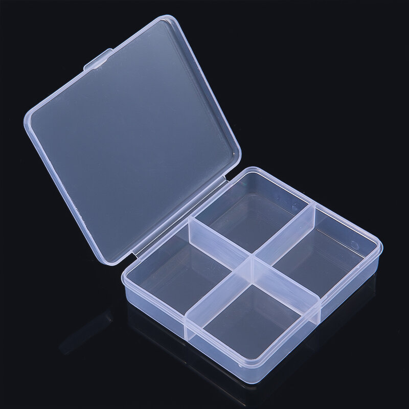Boîte de rangement carrée en plastique transparente, mallette de rangement pour bijoux, 4 grilles, 2 grilles, multifonction, portable, évaluation, 1PC