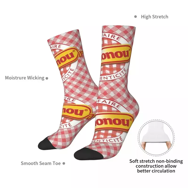 Cochonou kaus kaki gaya kotak-kotak merah, stoking kualitas tinggi Harajuku sepanjang musim, Aksesoris untuk hadiah uniseks