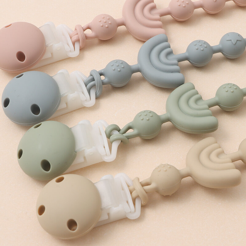 Baby Silicone Pacifier Chain Clip Dummy Nipples Holder Clips BPA Free Babies Teething Chain Toy Gifts For Cute Baby Accessories