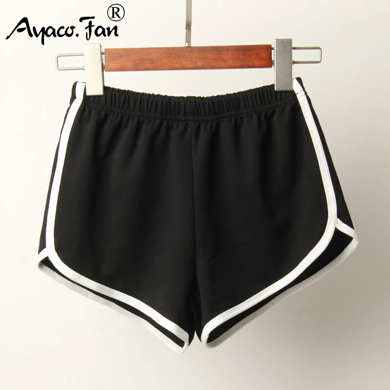 Pantalones cortos deportivos para mujer, Shorts ajustados con cintura elástica, Color caramelo, informales, para playa, 2021