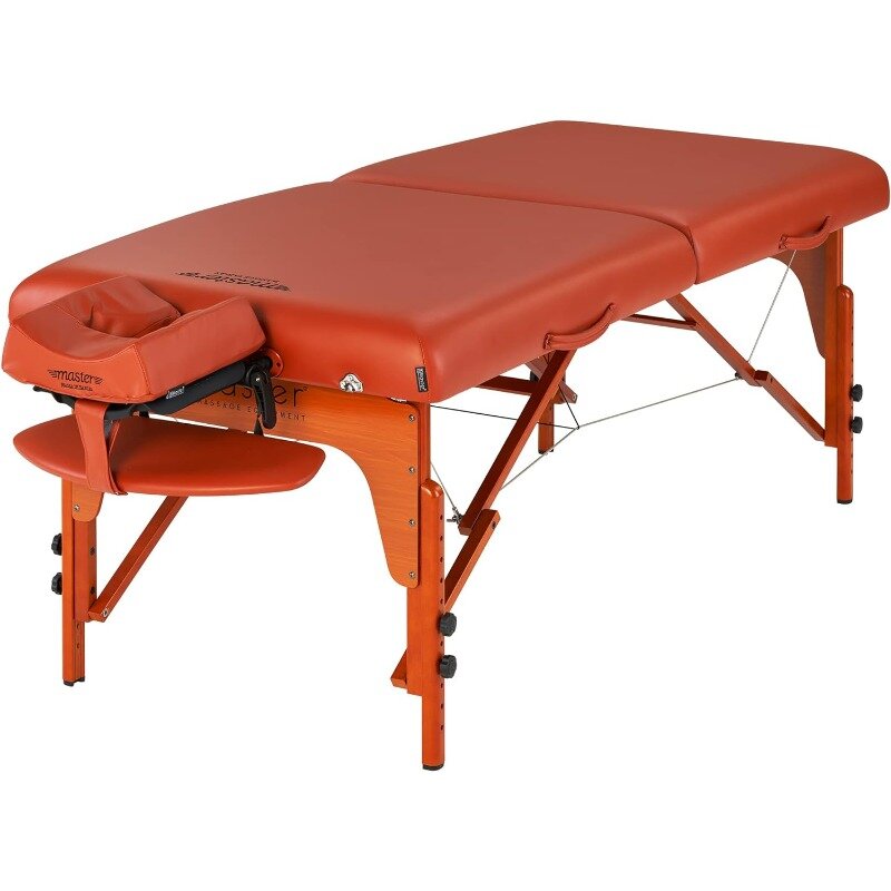 Santana Pro Paquete de mesa de masaje portátil, amortiguación de espuma viscoelástica, paneles de piernas, mesa de tatuaje roja de montaña, cama de Spa, plegable