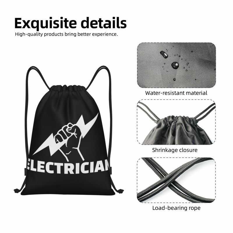 Custom Electrician Drawstring Bag Women Men Lightweight Engineer Electrical Power Sports Gym Storage Backpack
