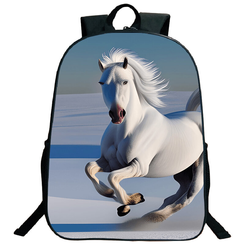 小学生のための大容量ランニング馬プリントバックパック、軽量トラベルバッグ、子供用バックパック