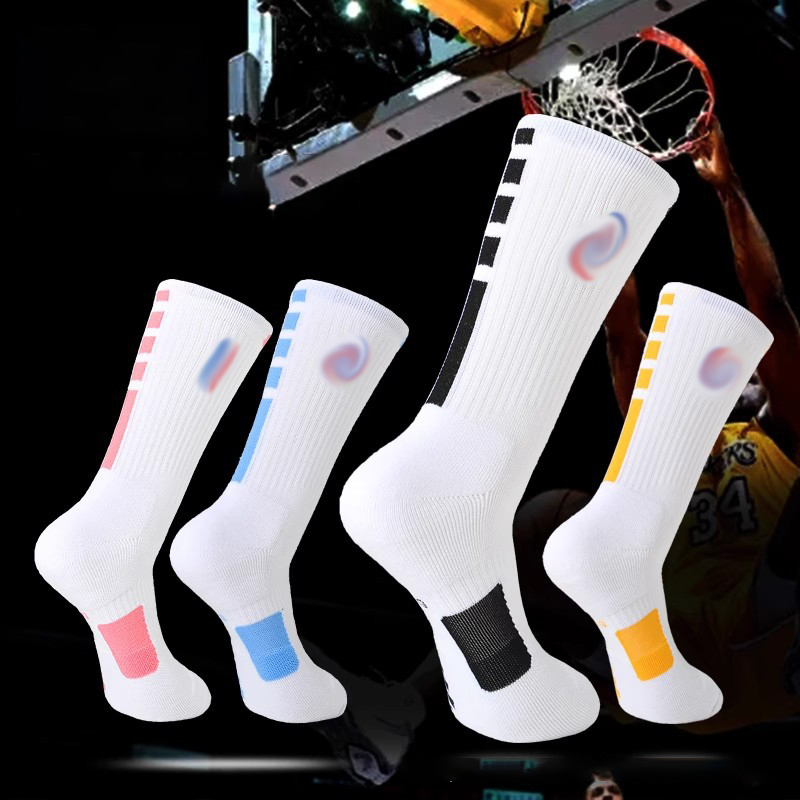 ถุงเท้าบาสเก็ตบอลถุงเท้าข้อปานกลางถุงเท้าถุงน่องยาวถุงเท้าสำหรับแข่งขันกีฬาขึ้นรถไฟ1ชิ้น