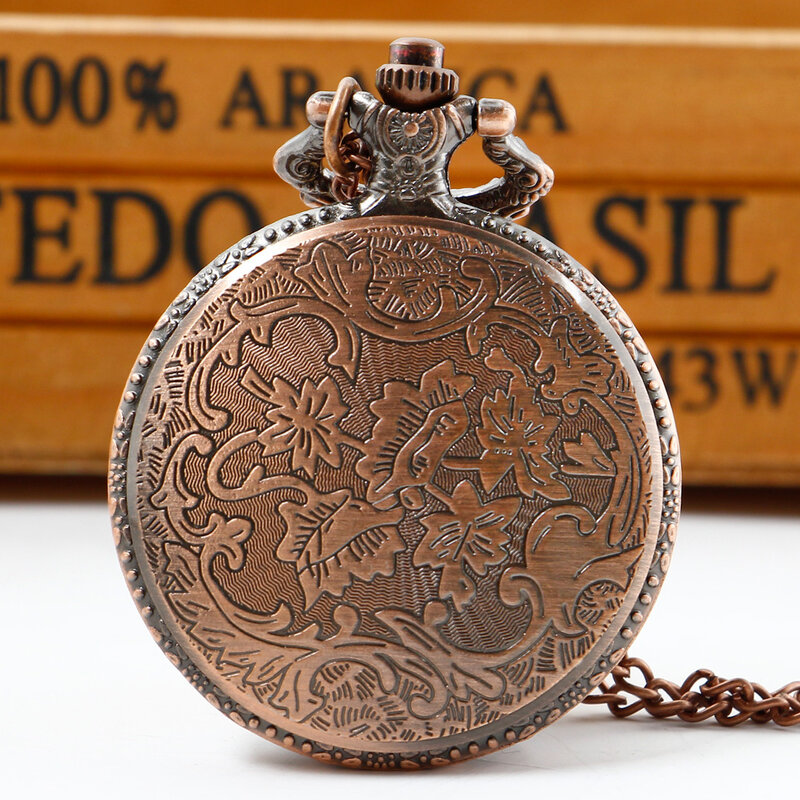 Reloj de bolsillo de cuarzo con motor locomotor de tren antiguo para hombres y mujeres, collar, cadena, los mejores regalos, envío directo, rojo/marrón/plateado