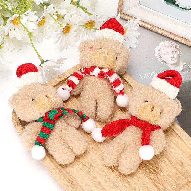 Kawaii Natal Chapéu Urso Chaveiro de Pelúcia para Crianças, Boneca Bonito Saco Pingente, Animal Brinquedos Presente para Crianças, 20cm