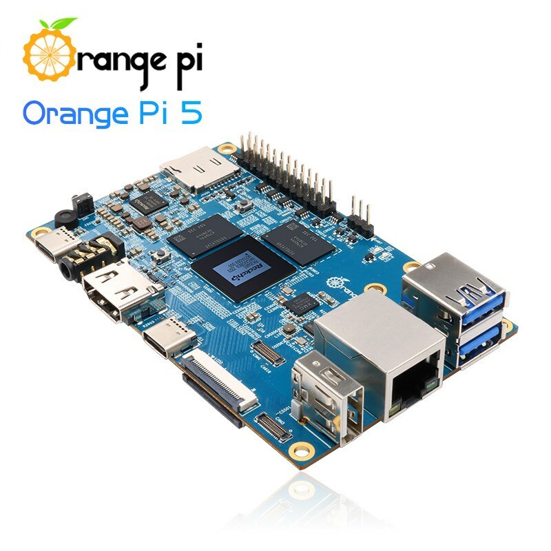 Orange Pi 5-Dissipateurs thermiques en acrylique, 8 cœurs, 64 bits, PCIE Tech, Wi-Fi externe, BT, Gigabit Ethernet, alimentation en option, 8 Go, RK3588S